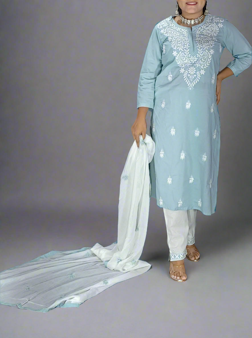Vyoma Three Piece Straight Cut Kurti Set