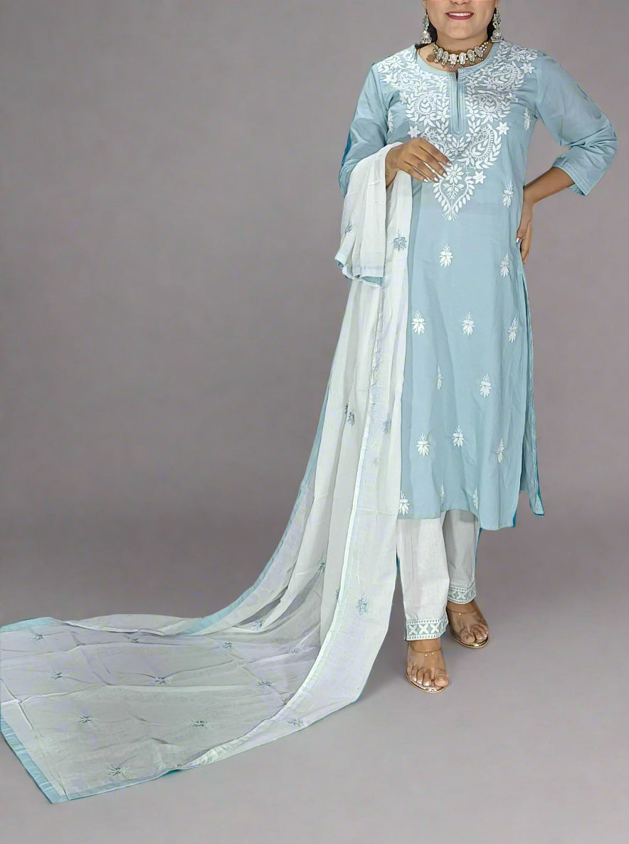 Vyoma Three Piece Straight Cut Kurti Set