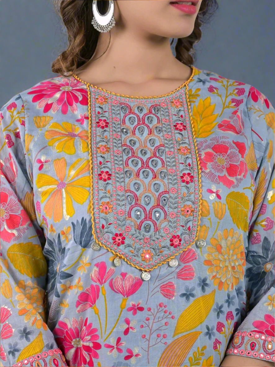Niharika Two Piece Straight Cut Kurti Set