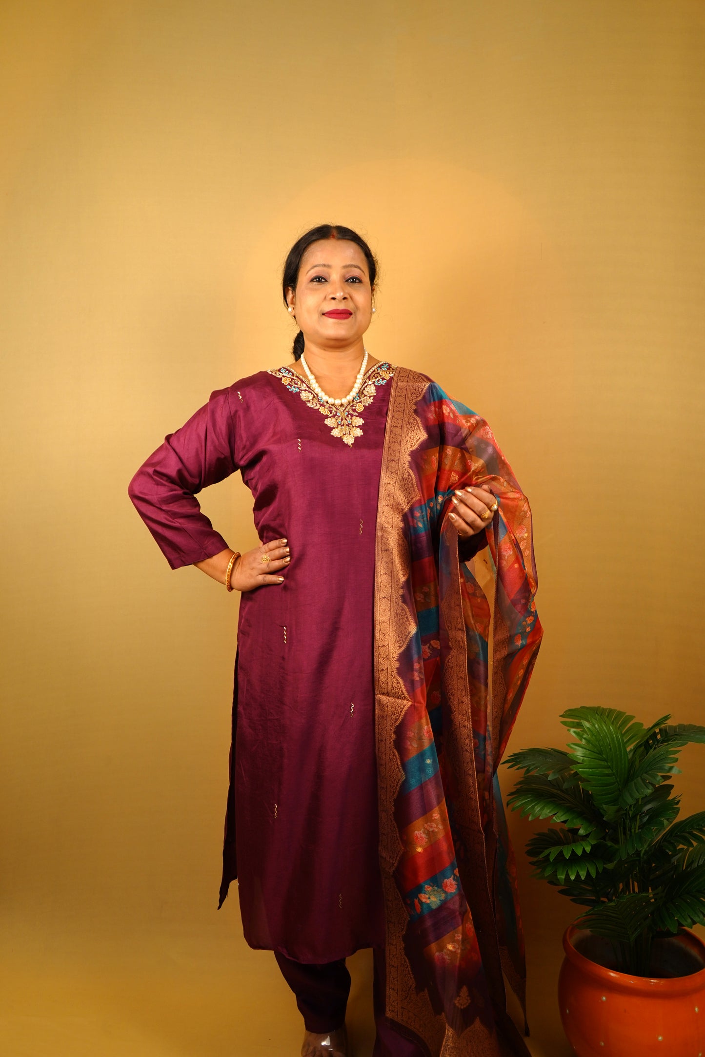 Esha Three Piece Straight Cut Kurti Set