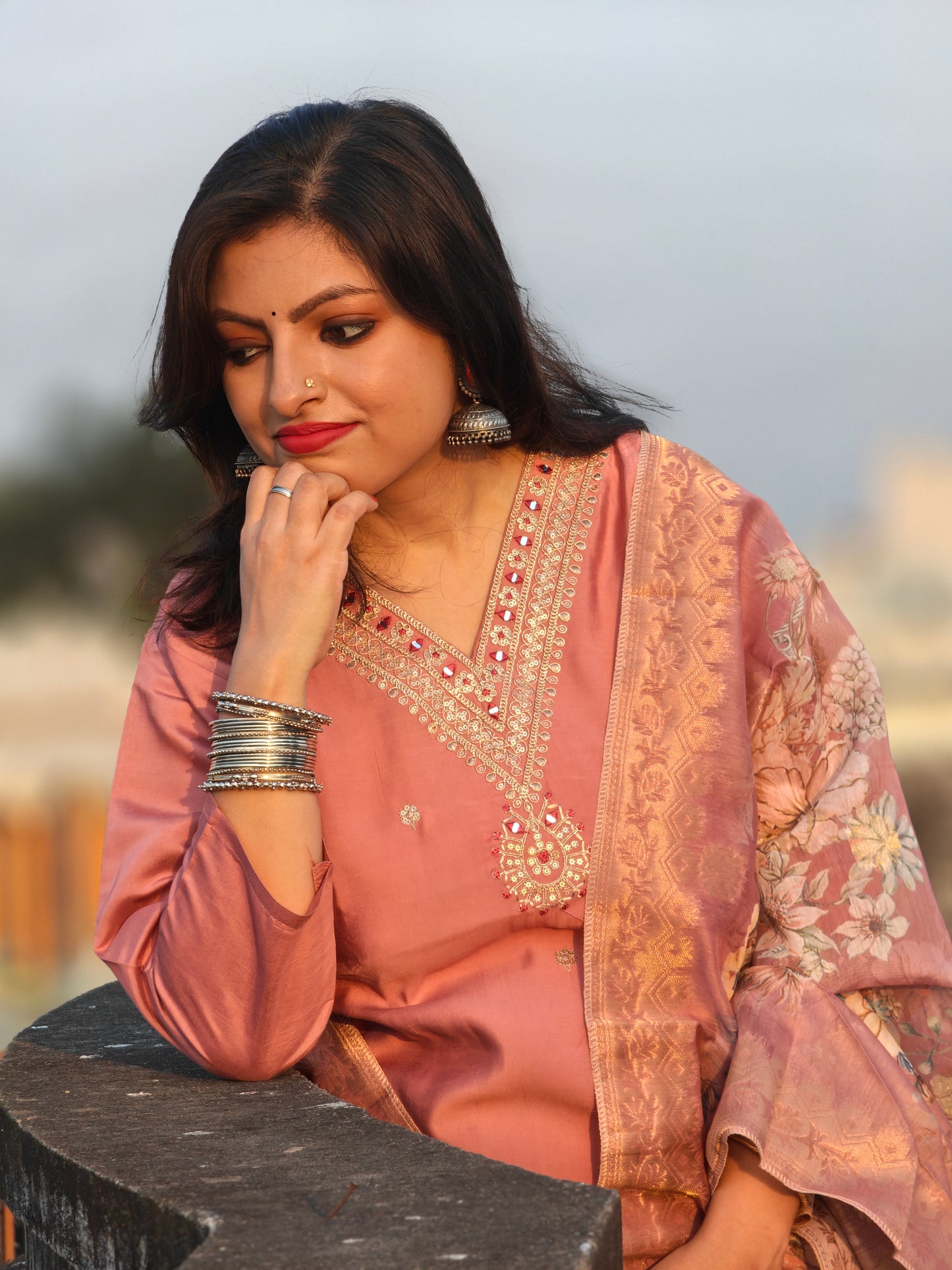 Saanvi Three Piece Straight Cut Kurti Set