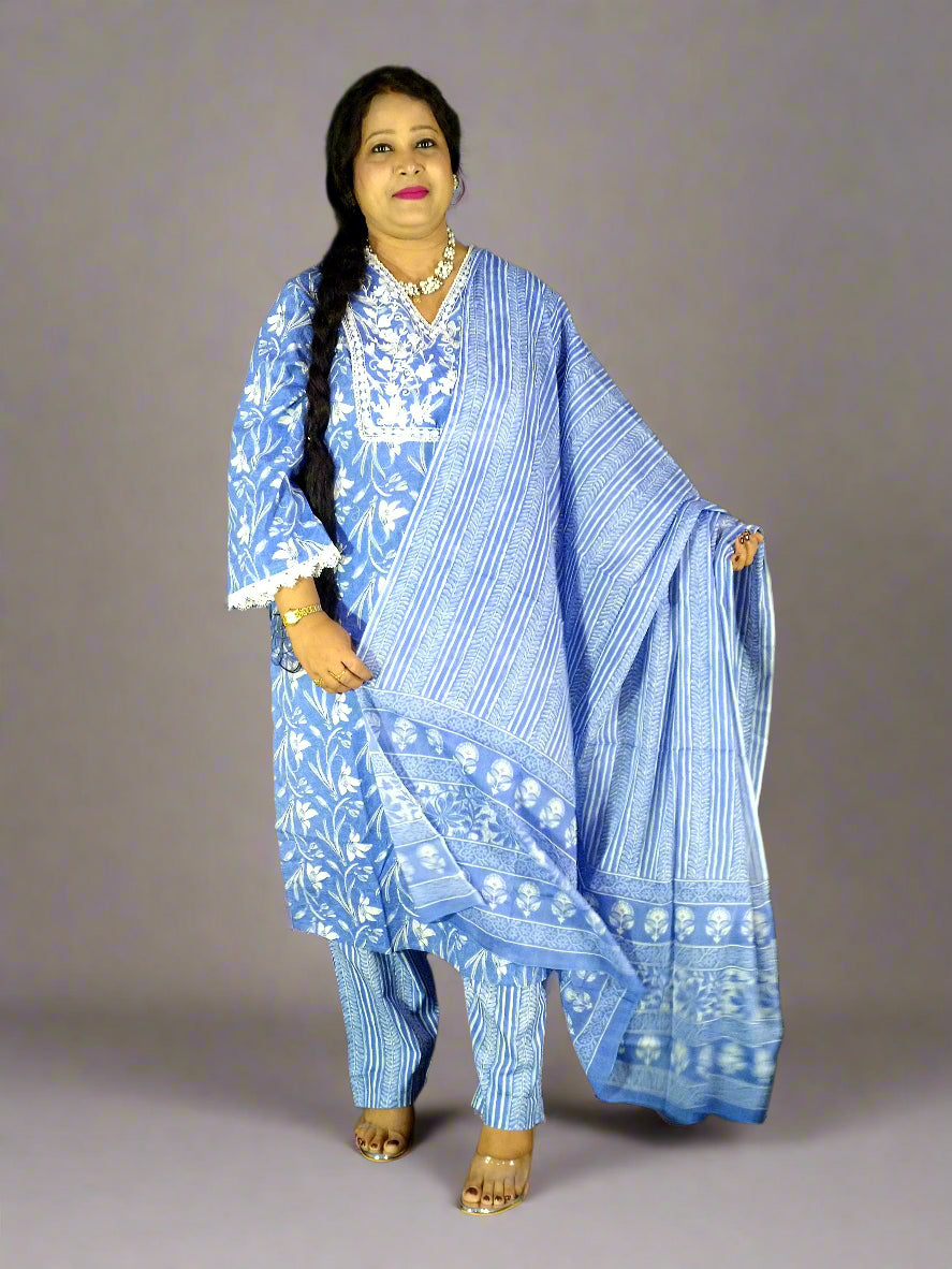 Neelam Three Piece Straight Cut Kurti Set