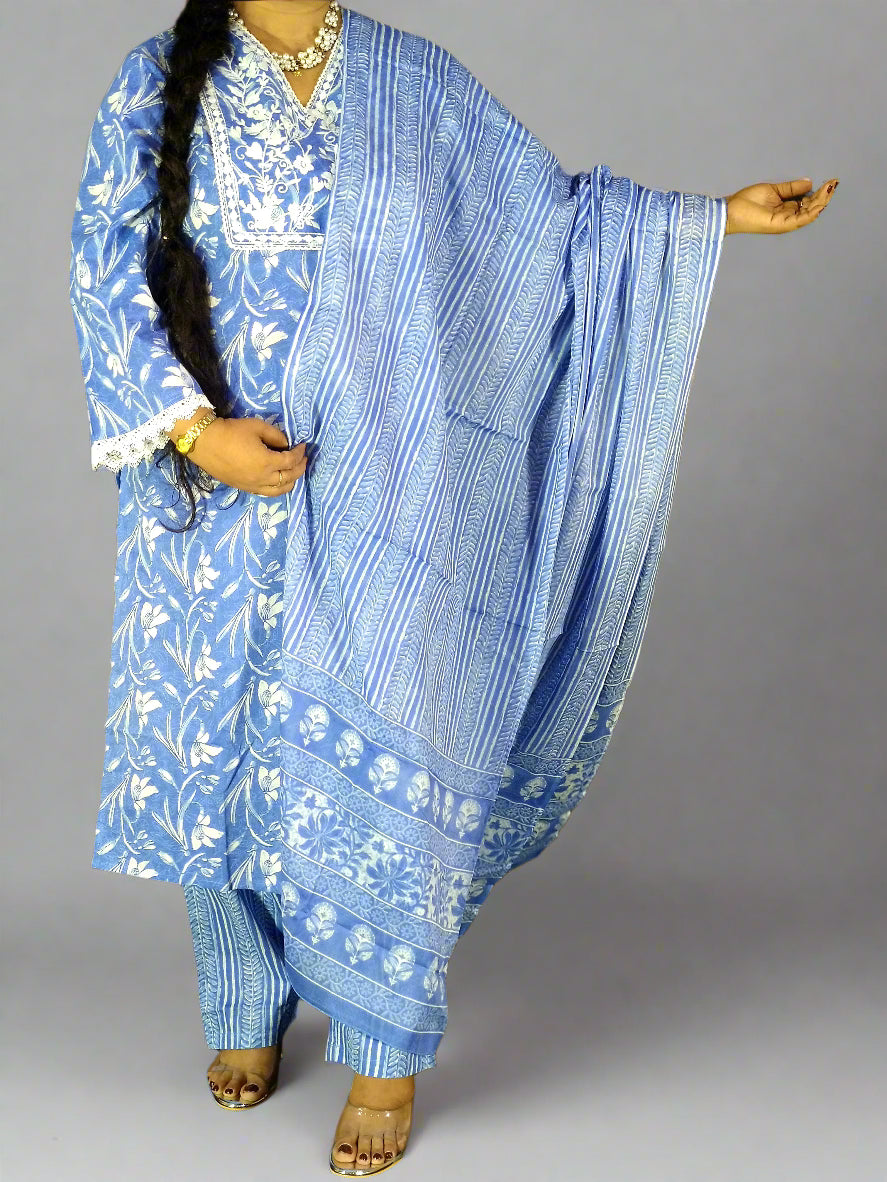 Neelam Three Piece Straight Cut Kurti Set