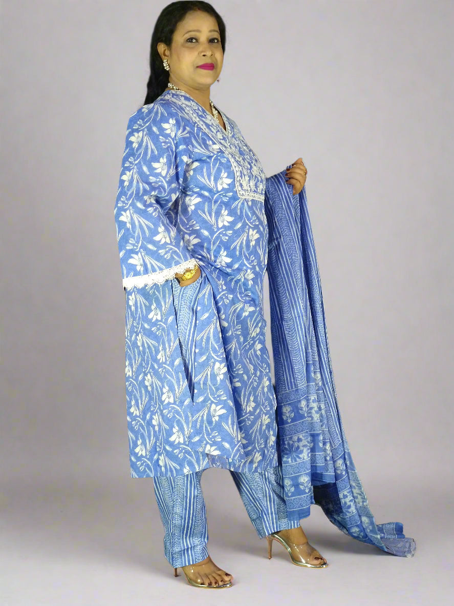 Neelam Three Piece Straight Cut Kurti Set