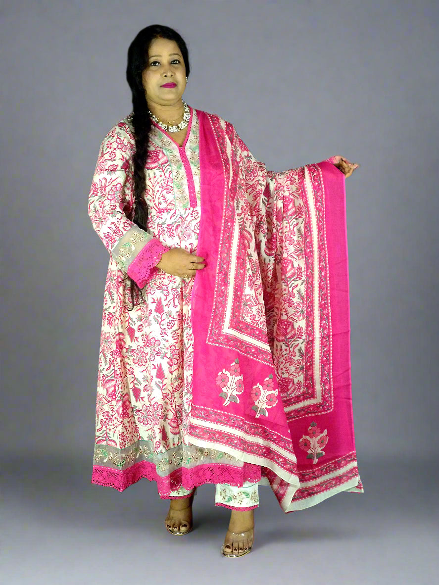 Saanvi Three Piece Anarkali Cut Kurti Set