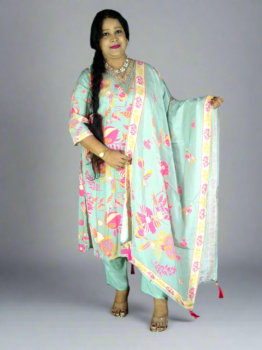 Vyoma Three Piece Straight Cut Kurti Set