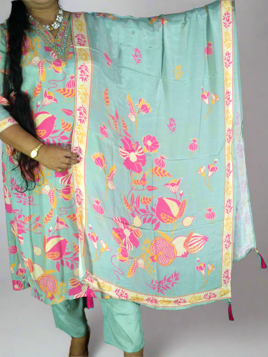 Vyoma Three Piece Straight Cut Kurti Set