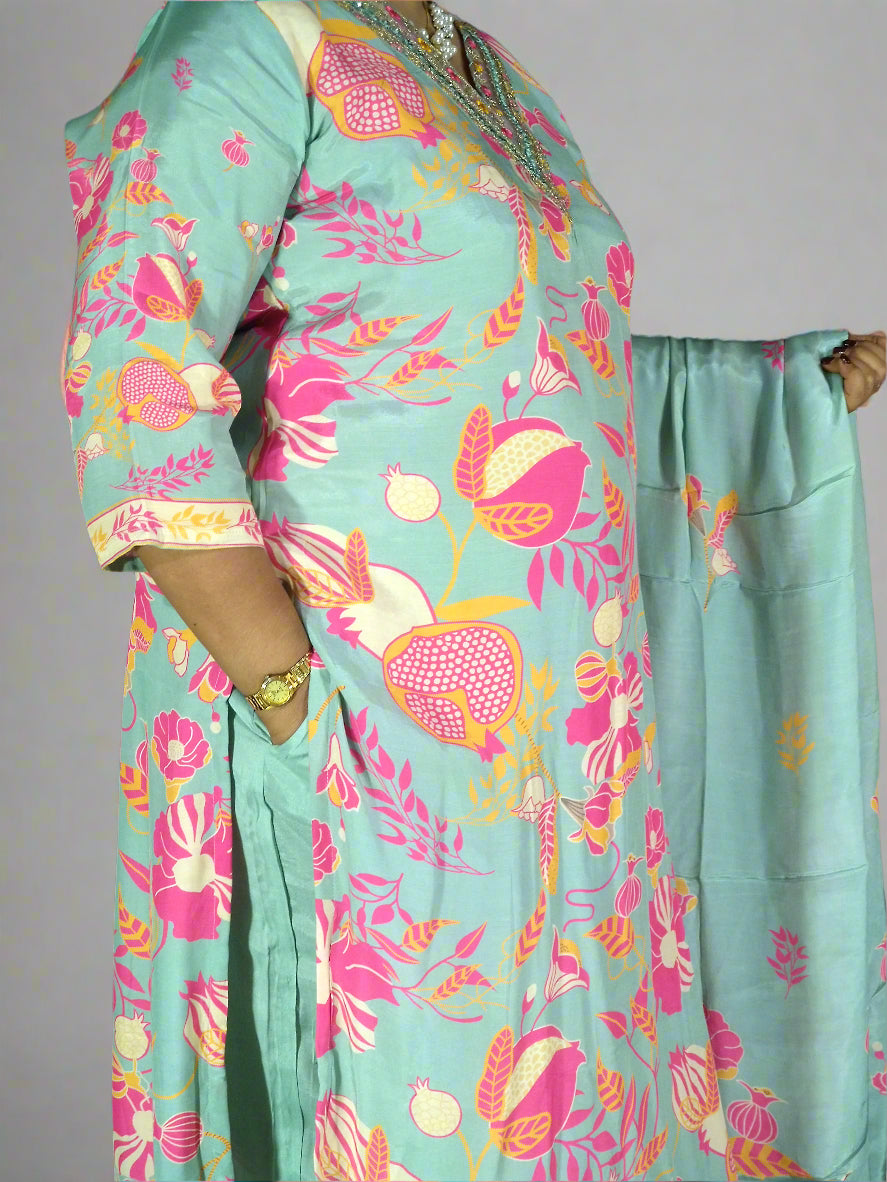 Vyoma Three Piece Straight Cut Kurti Set