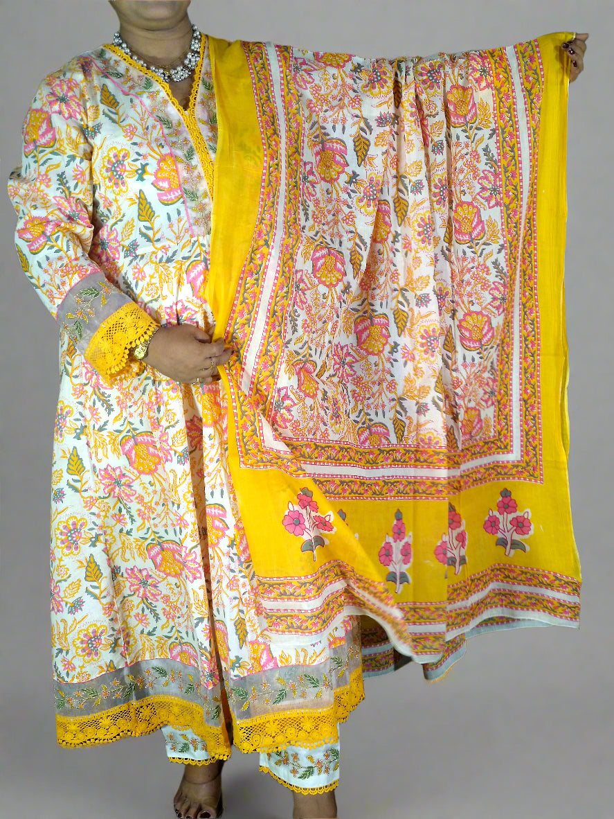 Kritika Three Piece Anarkali Cut Kurti Set