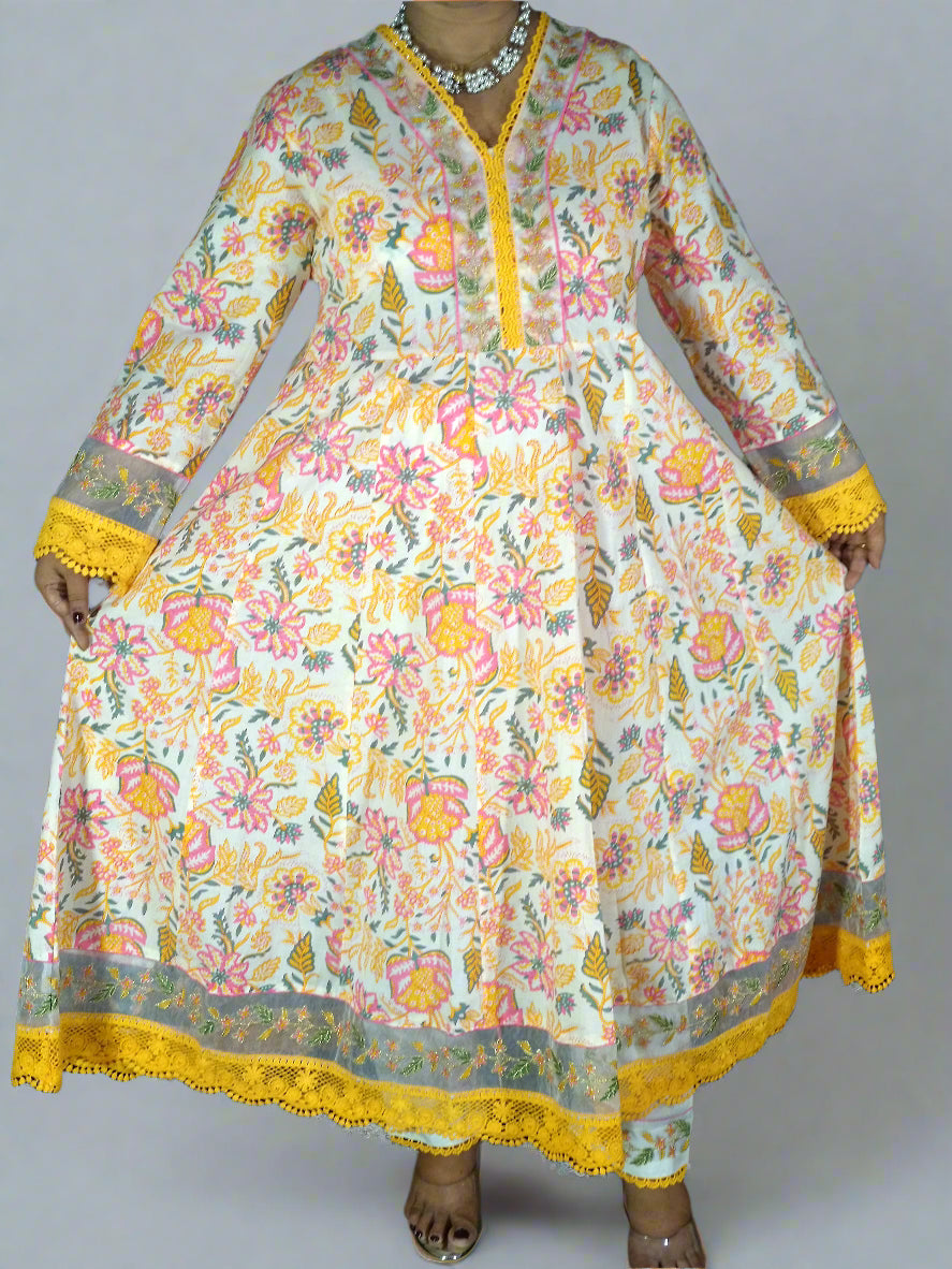 Kritika Three Piece Anarkali Cut Kurti Set