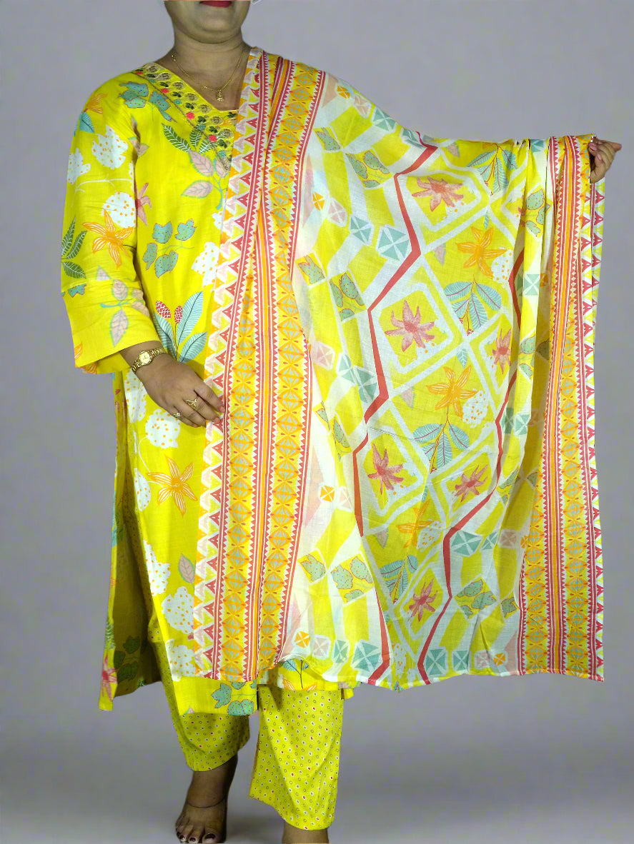 Taraana Three Piece Straight Cut Kurti Set
