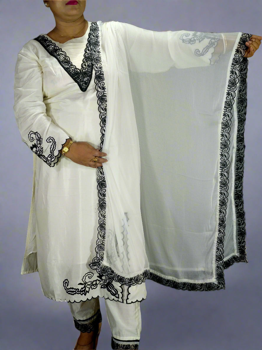 Ruhani Three Piece A-Line Cut Kurti Set