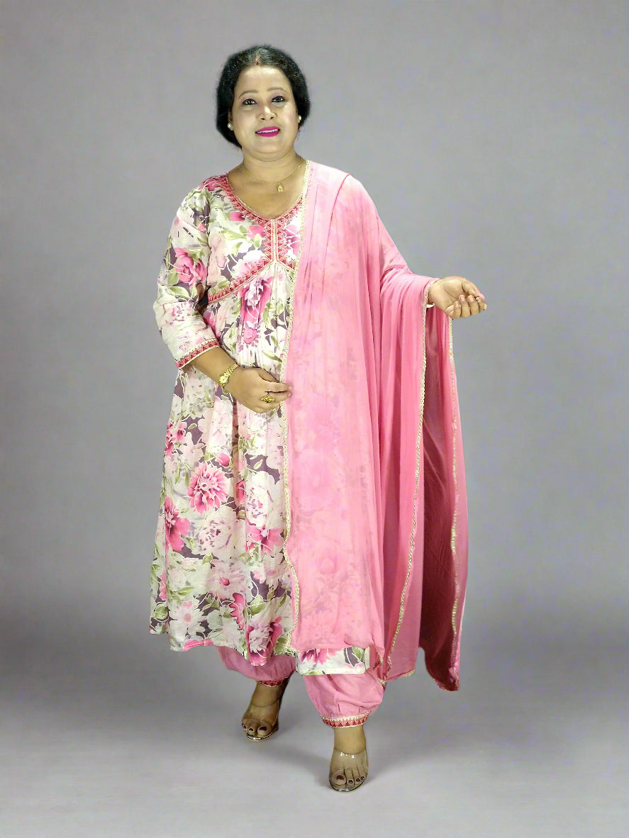 Saanvi Three Piece Aaliya Cut Kurti Set