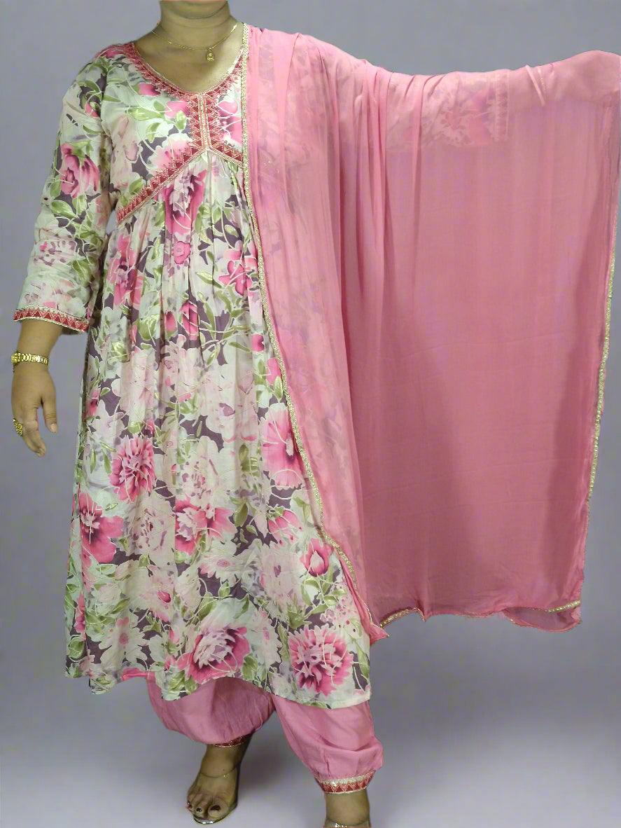Saanvi Three Piece Aaliya Cut Kurti Set