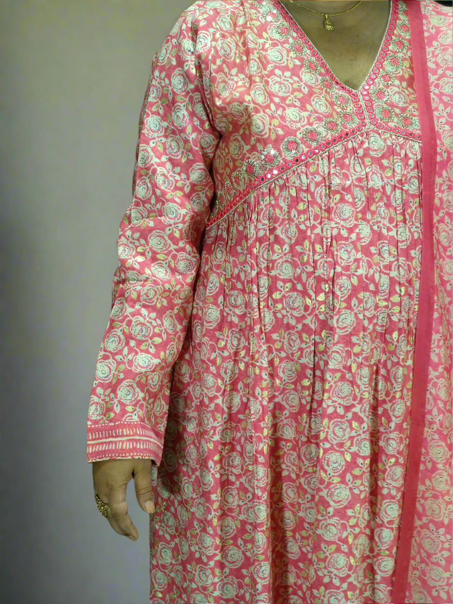 Jhanvi Three Piece Aaliya Cut Kurti Set
