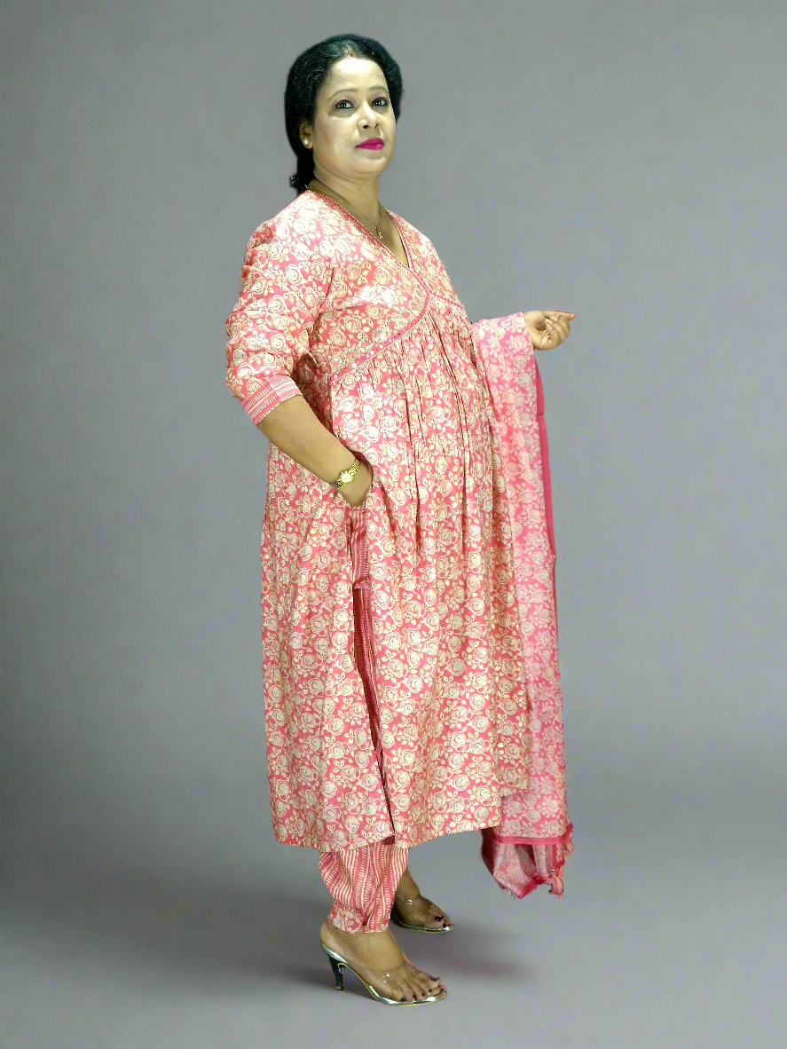 Jhanvi Three Piece Aaliya Cut Kurti Set