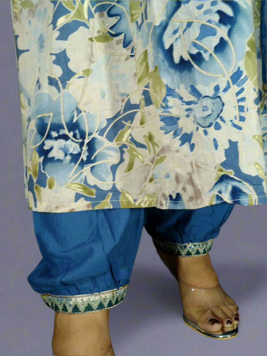 Niharika Three Piece Aaliya Cut Kurti Set