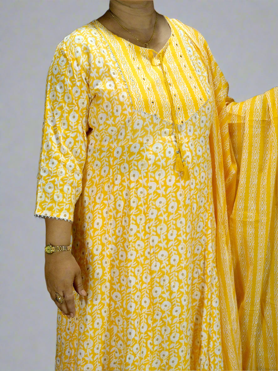 Taraana Three Piece A-Line Cut Kurti Set