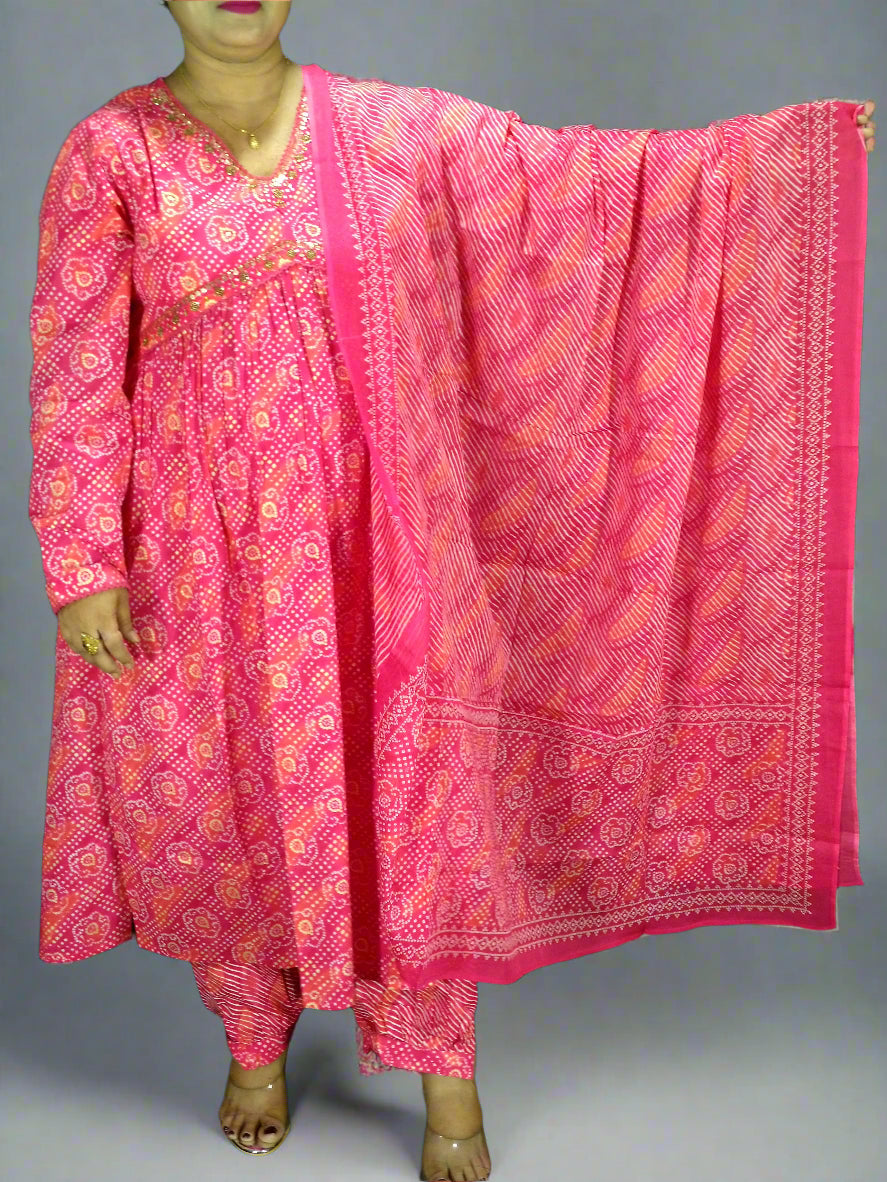 Saanvi Three Piece Aaliya Cut Kurti Set