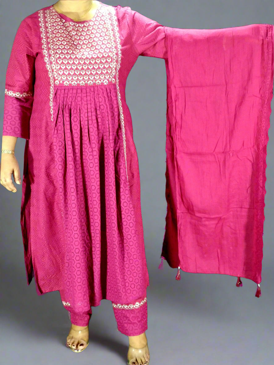 Saanvi Three Piece Naira Cut Kurti Set