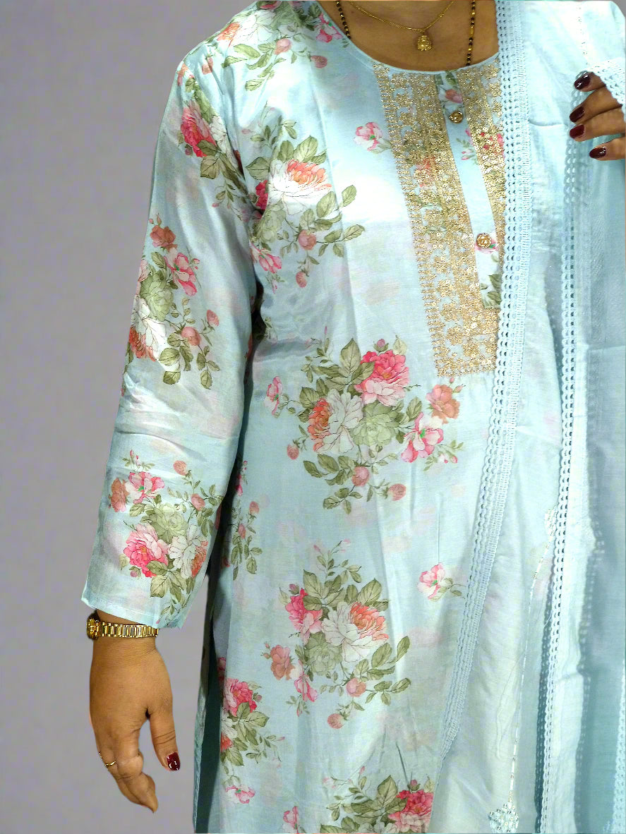 Vyoma Three Piece Straight Cut Kurti Set