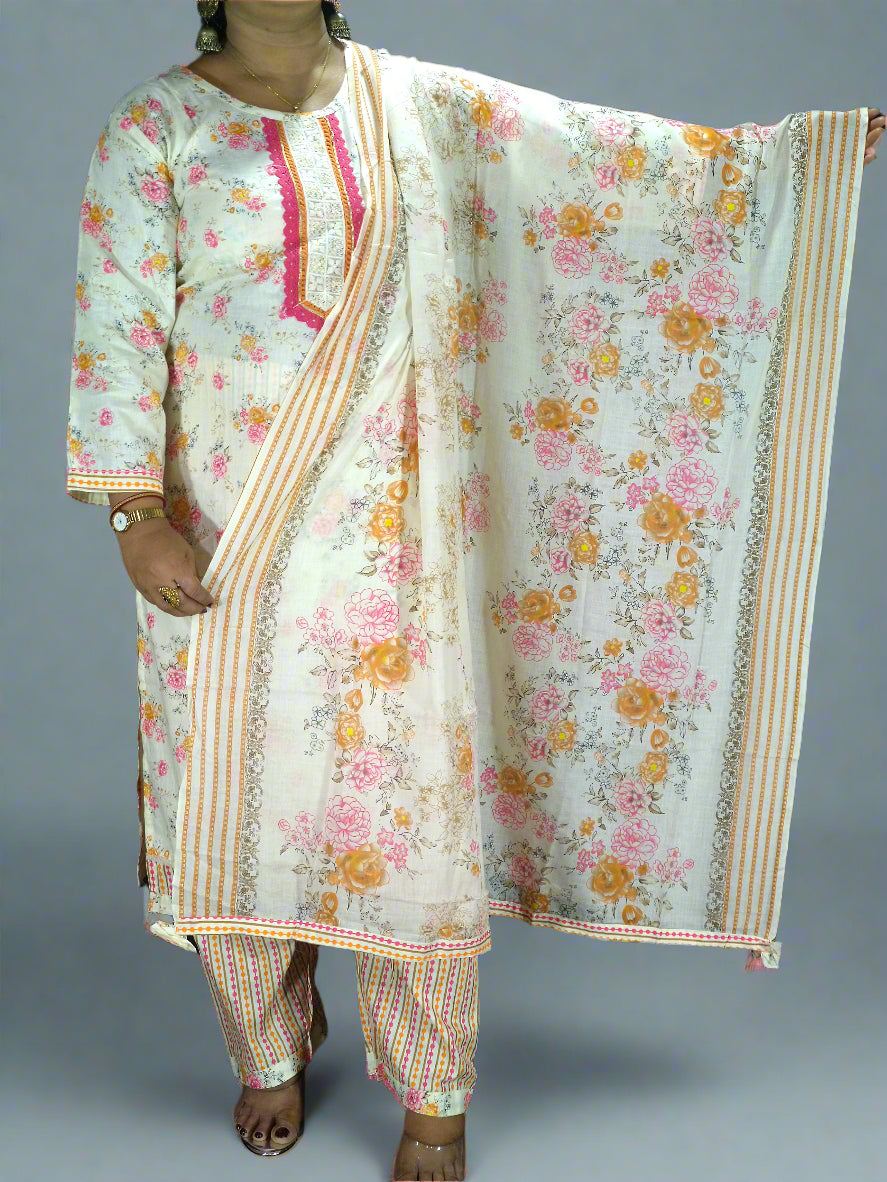 Shar Three Piece Straight Cut Kurti Set