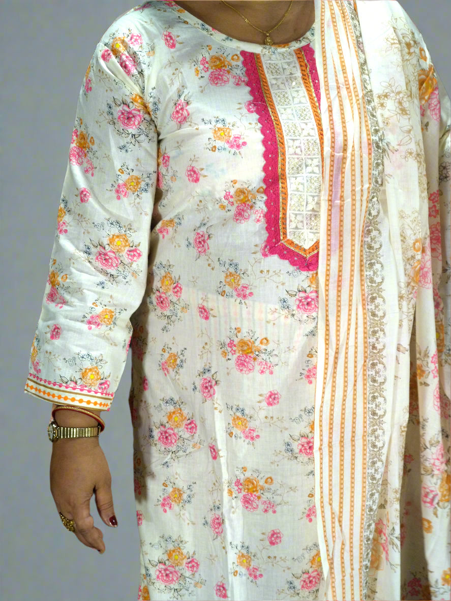 Shar Three Piece Straight Cut Kurti Set