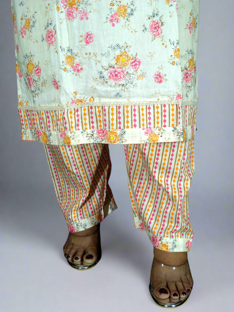 Shar Three Piece Straight Cut Kurti Set