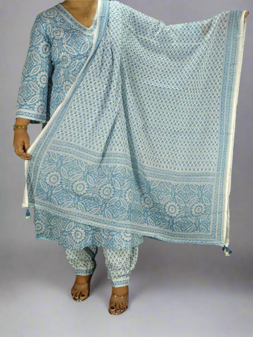 Vyoma Three Piece Straight Cut Kurti Set