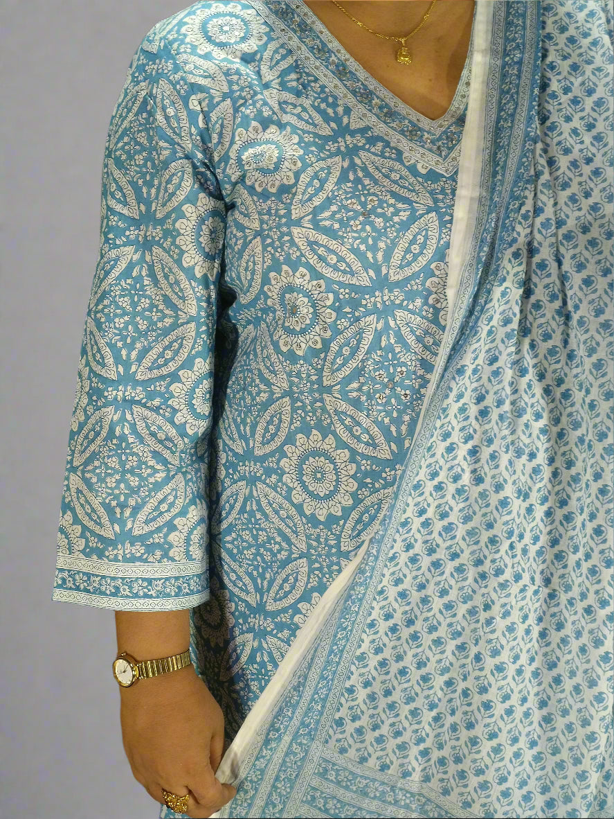 Vyoma Three Piece Straight Cut Kurti Set