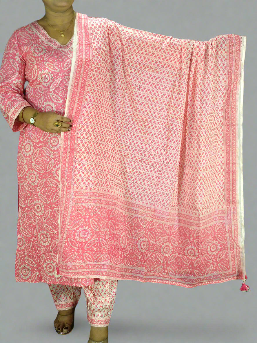 Saanvi Three Piece Straight Cut Kurti Set