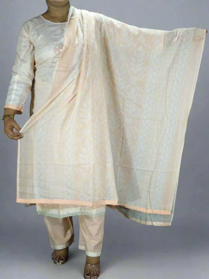 Shar Three Piece Straight Cut Kurti Set