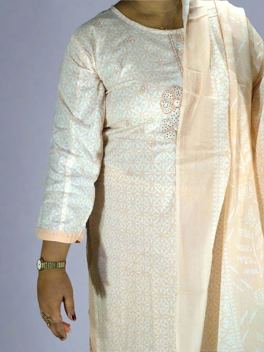 Shar Three Piece Straight Cut Kurti Set
