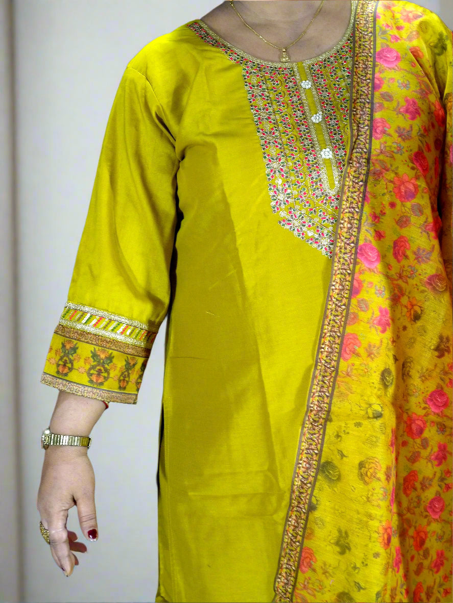 Harini Three Piece Straight Cut Kurti Set