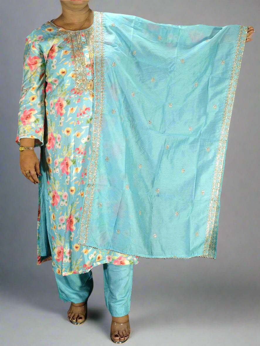 Vyoma Three Piece Straight Cut Kurti Set