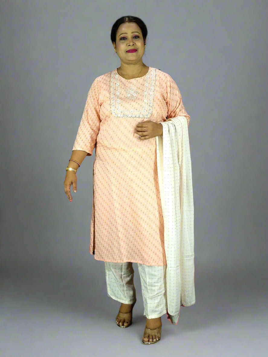 Jhanvi Three Piece Straight Cut Kurti Set