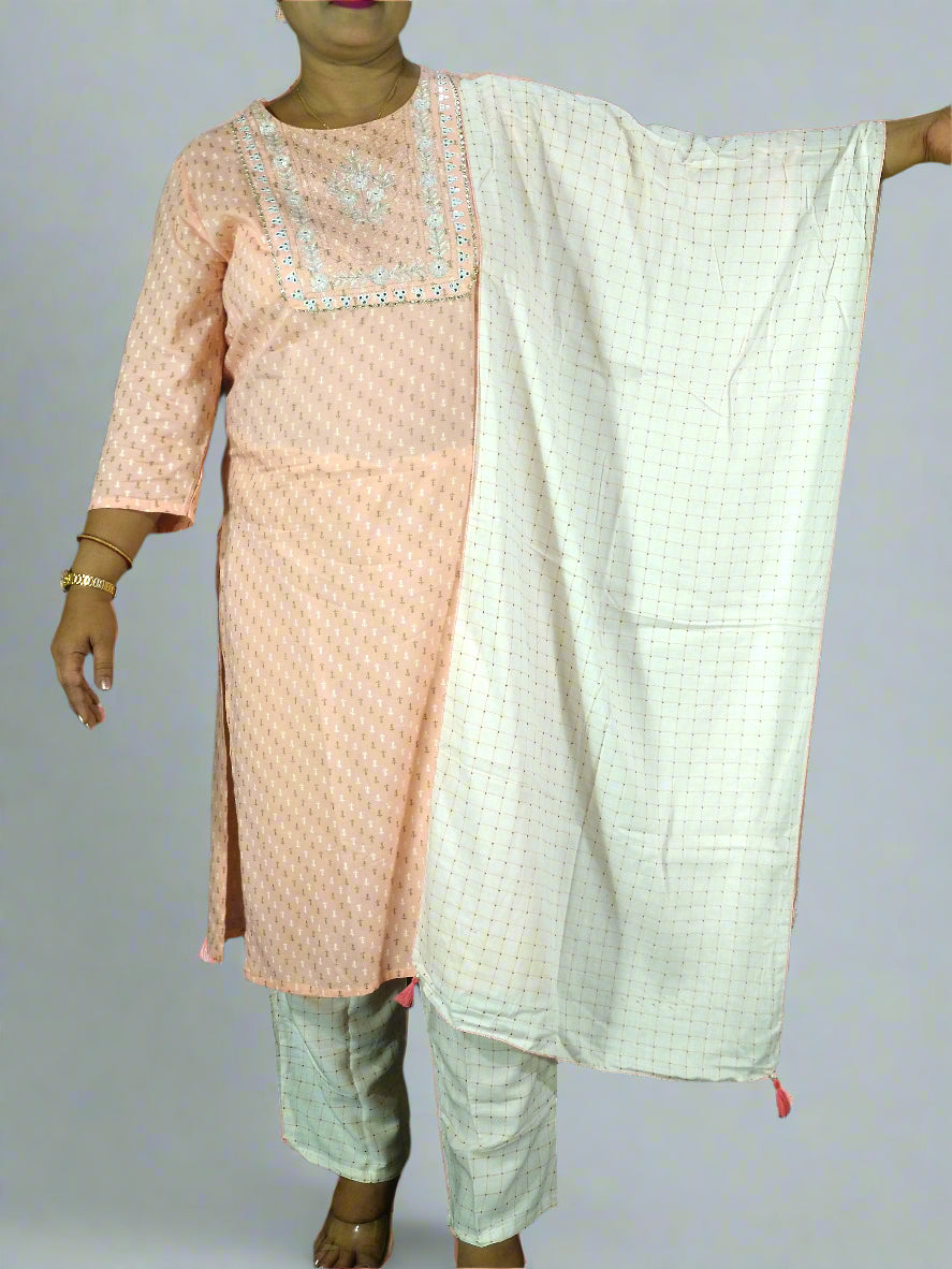 Jhanvi Three Piece Straight Cut Kurti Set