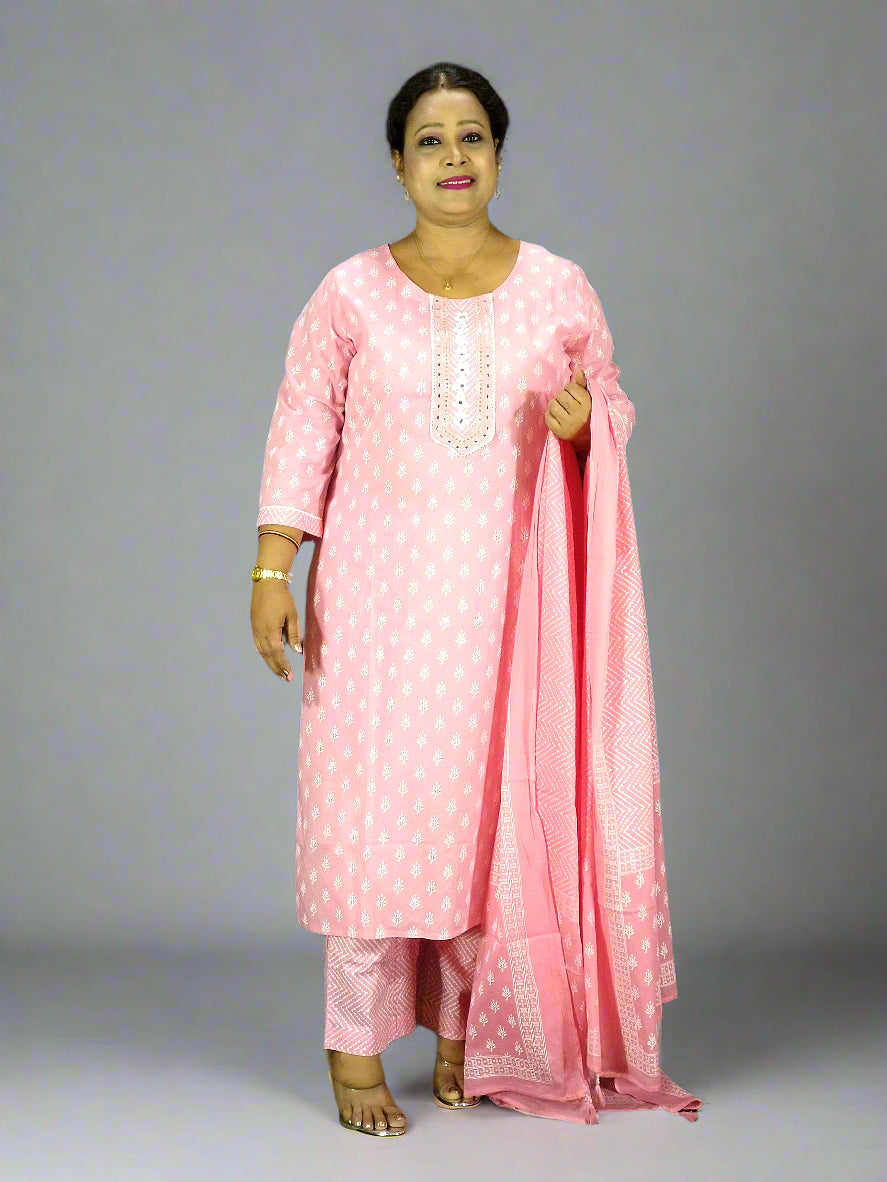 Saanvi Three Piece Straight Cut Kurti Set