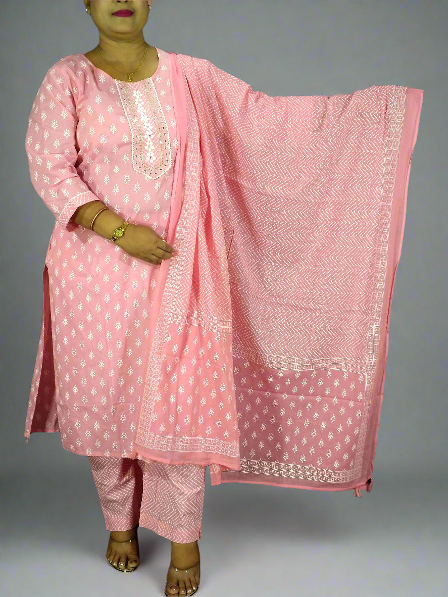 Saanvi Three Piece Straight Cut Kurti Set