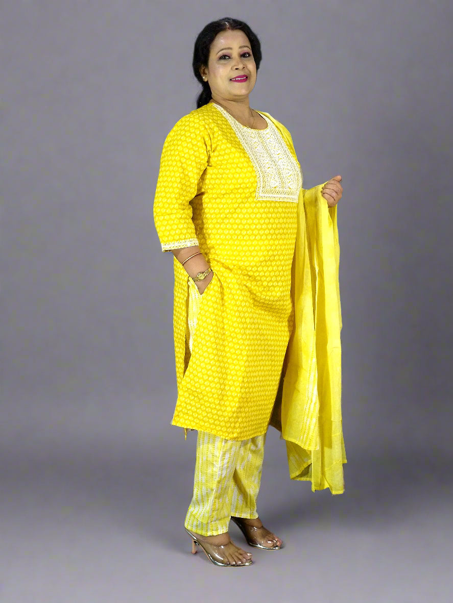 Taraana Three Piece Straight Cut Kurti Set