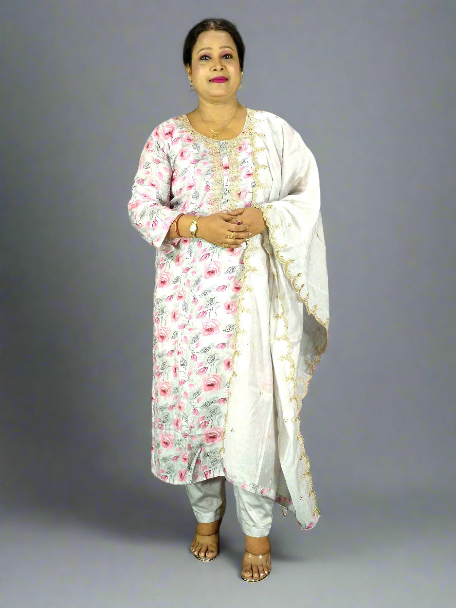 Meher Three Piece Straight Cut Kurti Set