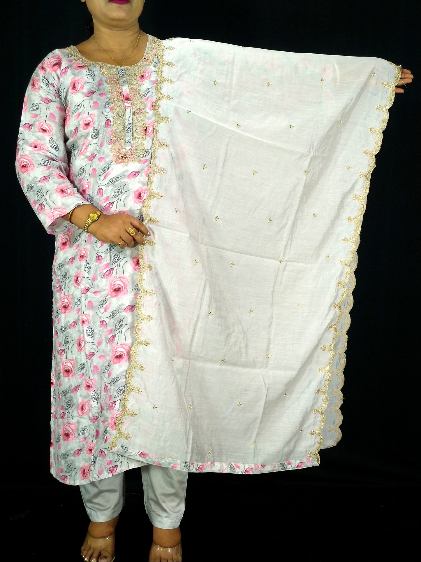 Meher Three Piece Straight Cut Kurti Set