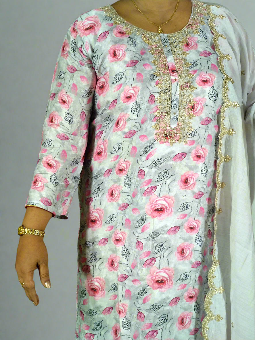 Meher Three Piece Straight Cut Kurti Set