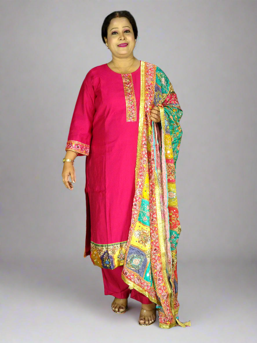 Saanvi Three Piece Straight Cut Kurti Set