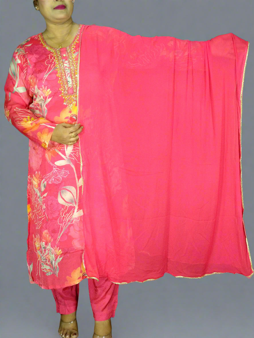 Saanvi Three Piece Straight Cut Kurti Set