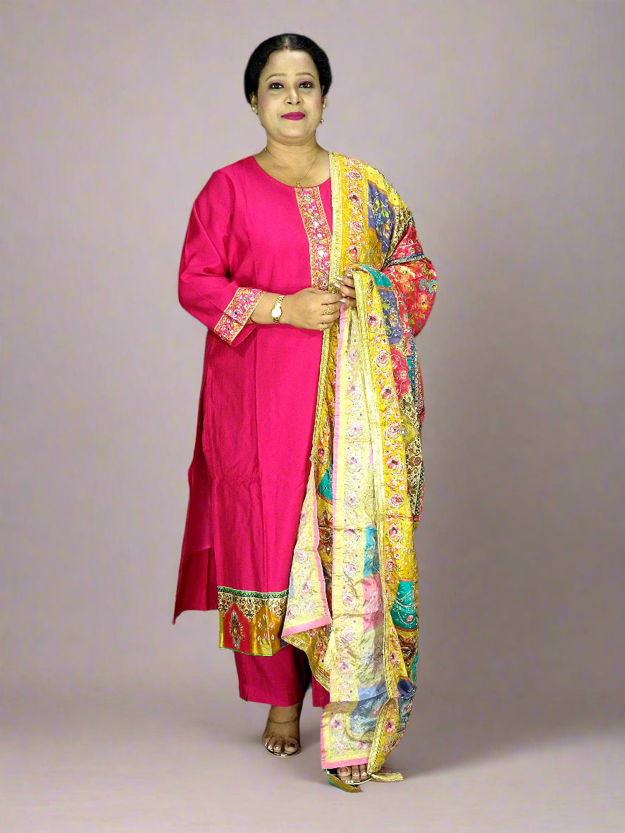 Saanvi Three Piece Straight Cut Kurti Set