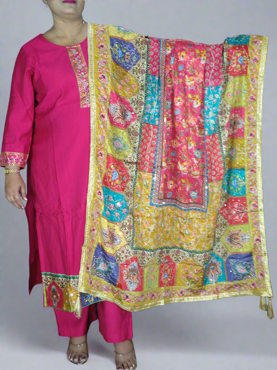 Saanvi Three Piece Straight Cut Kurti Set