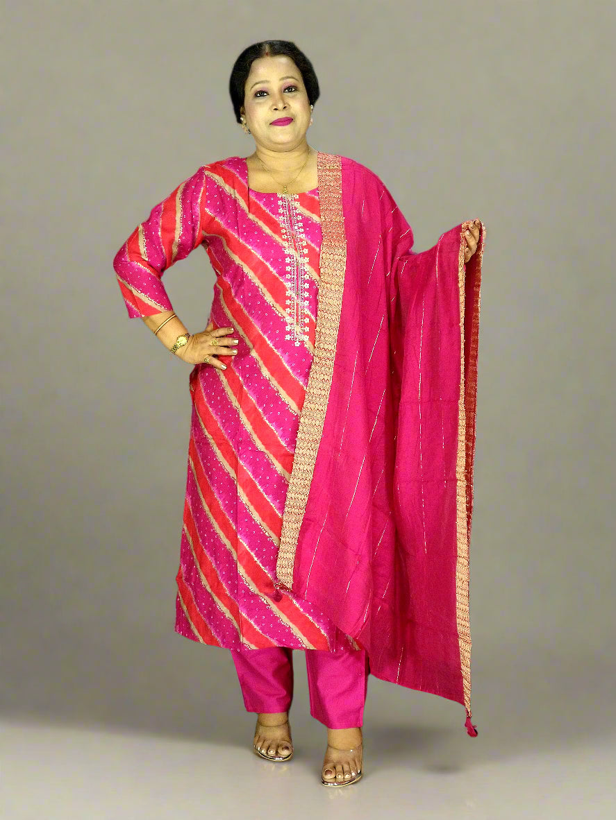 Saanvi Three Piece Straight Cut Kurti Set