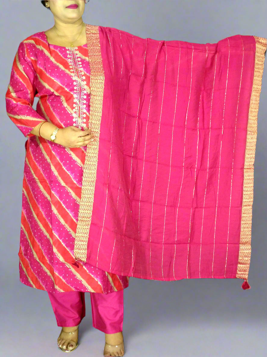 Saanvi Three Piece Straight Cut Kurti Set