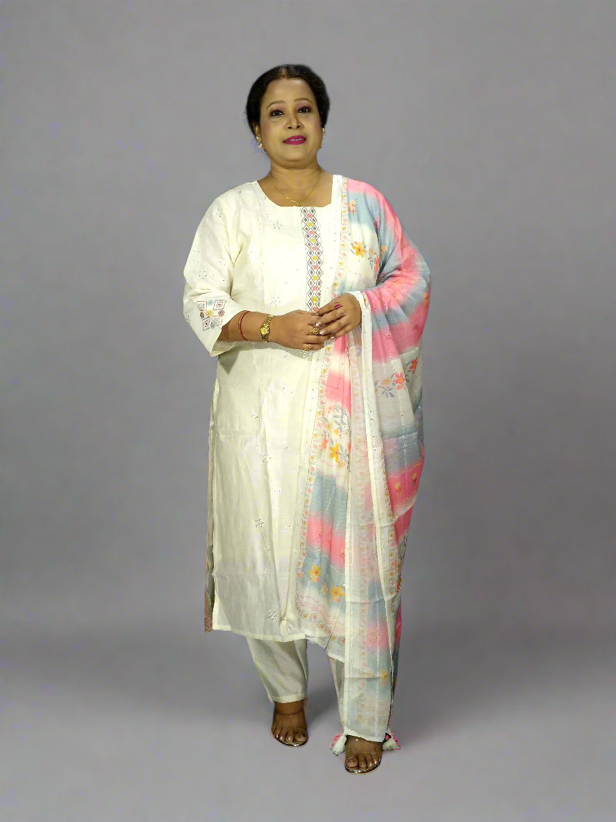 Ruhani Three Piece Straight Cut Kurti Set